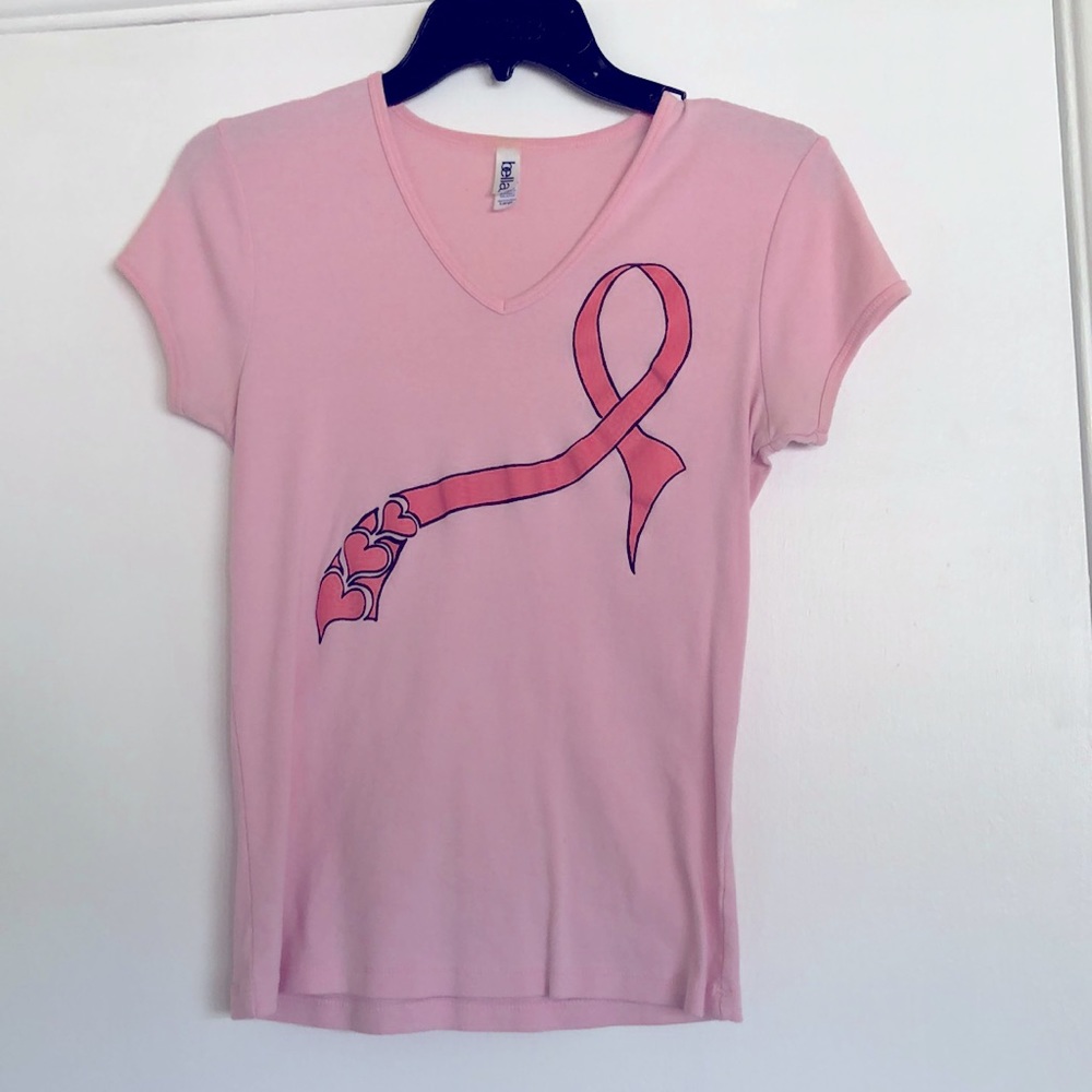 Pink medium-large breast cancer ribbon shirt